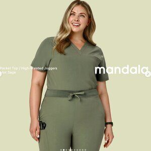 Mandala Scrubs One Pocket Top Sage - Size Small